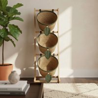 Decostilo - Canasto Estante Con Base Resistente Diseño Boho Chic