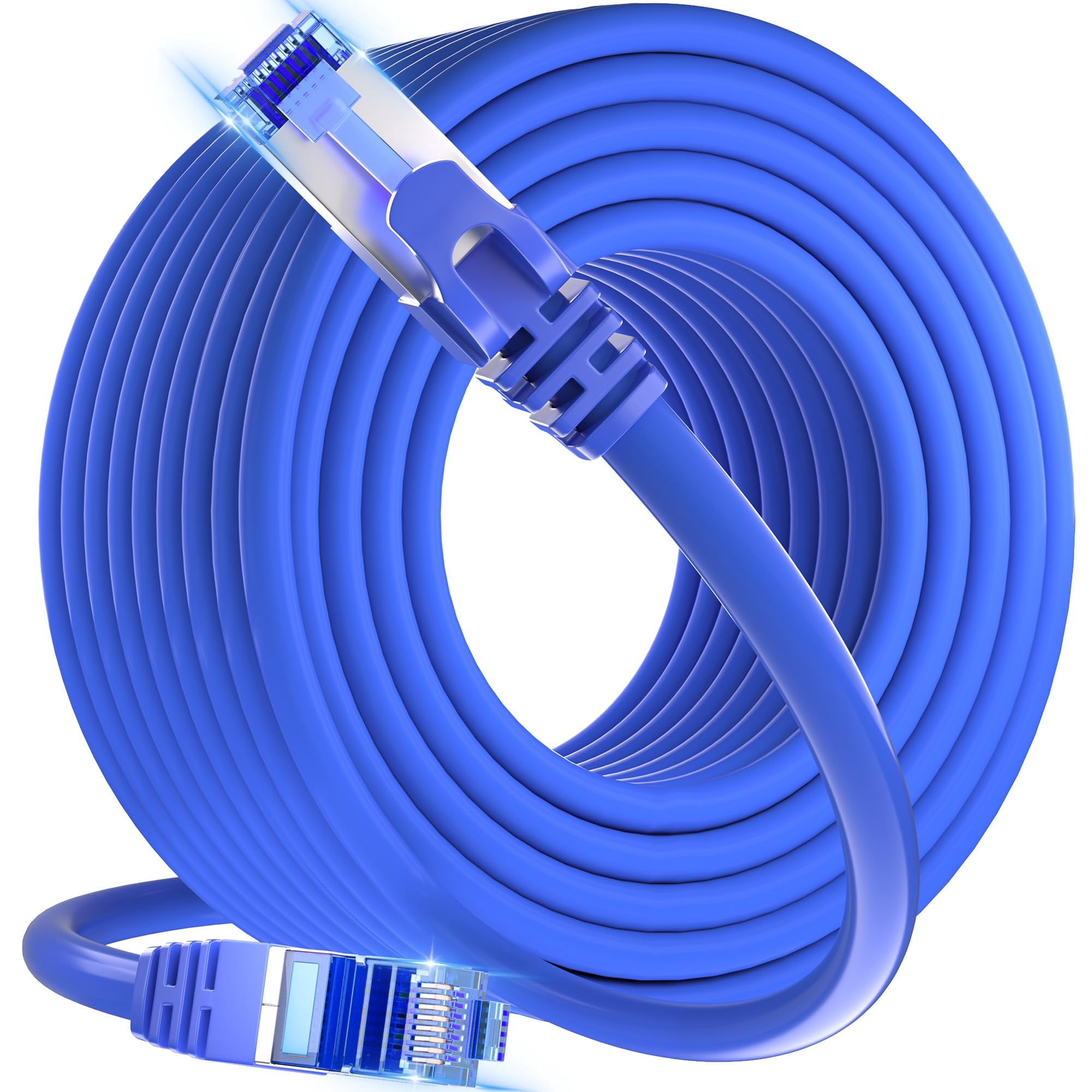 Cable Ethernet Soibke Cat 6 De 25 Pies Blindado Para Exteriores, Azul