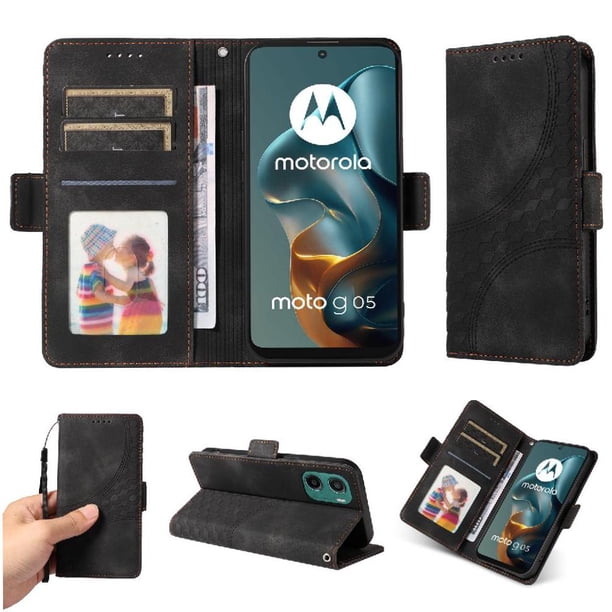 Carcasa FOXDOCK Motorola Moto E15 de cuero PU, diseño acolchado clásico, protección contra caídas y rayones