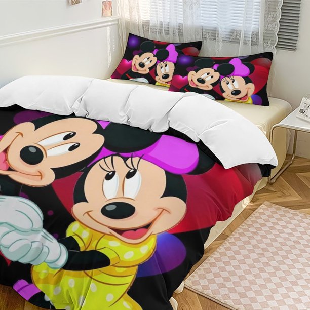 Minnie MouseCartoon Collection 3-Piece Comforter Set, Personalized Bedding Decor for Kids And Teens Bed Sheets