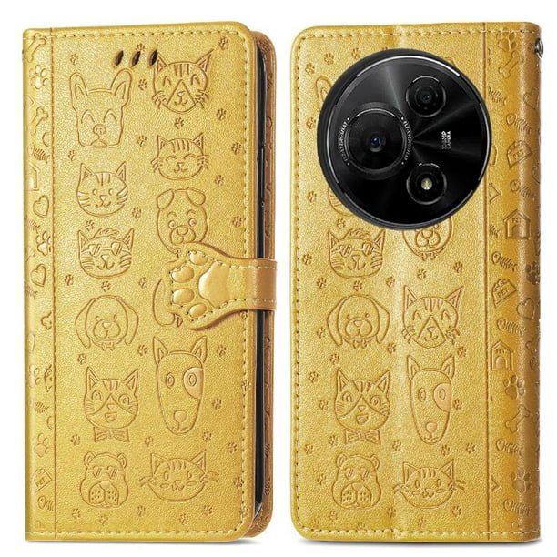 Funda Cartera FOXDOCK para TCL 60 NxtPaper 4G , Flip PU con Relieve de Gatos y Perros, Tarjetero y Soporte