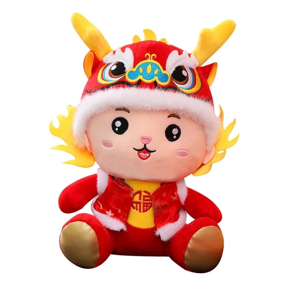 Año Nuevo Dragón Juguete Peluche Animal Dragón Muñeca Para Dormitorio Fiesta Suministros Café 25cm