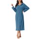 thumbnail image 2 of INSPIRE CHIC Bata con Capucha para Mujer con Cremallera, Manga Larga, Largo Completo, Sudadera, Camisón con Bolsillos, Vestido de Estar Suave M Azul Lago, 2 of 6