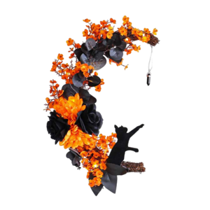 Magideal - Guirnalda De Gato Y Luna De Halloween, Guirnalda De Corona De Halloween Para Fiesta En Casa, Granja