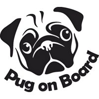 Rienda Libre - Sticker Face Pug On Board Perro A Bordo Auto Camioneta
