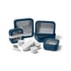 thumbnail image 1 of Juego de recipientes de vidrio de alcaravea, 14 piezas con tapas, azul marino, 1 of 7