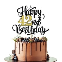 Decoración Para Tartas Leetaivie Con Purpurina Para Cumpleaños Número 42, Color Negro Y Dorado