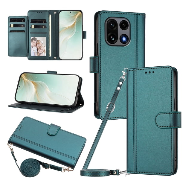 Funda Billetera de Cuero Sintético para OnePlus 15, Verde Oscuro