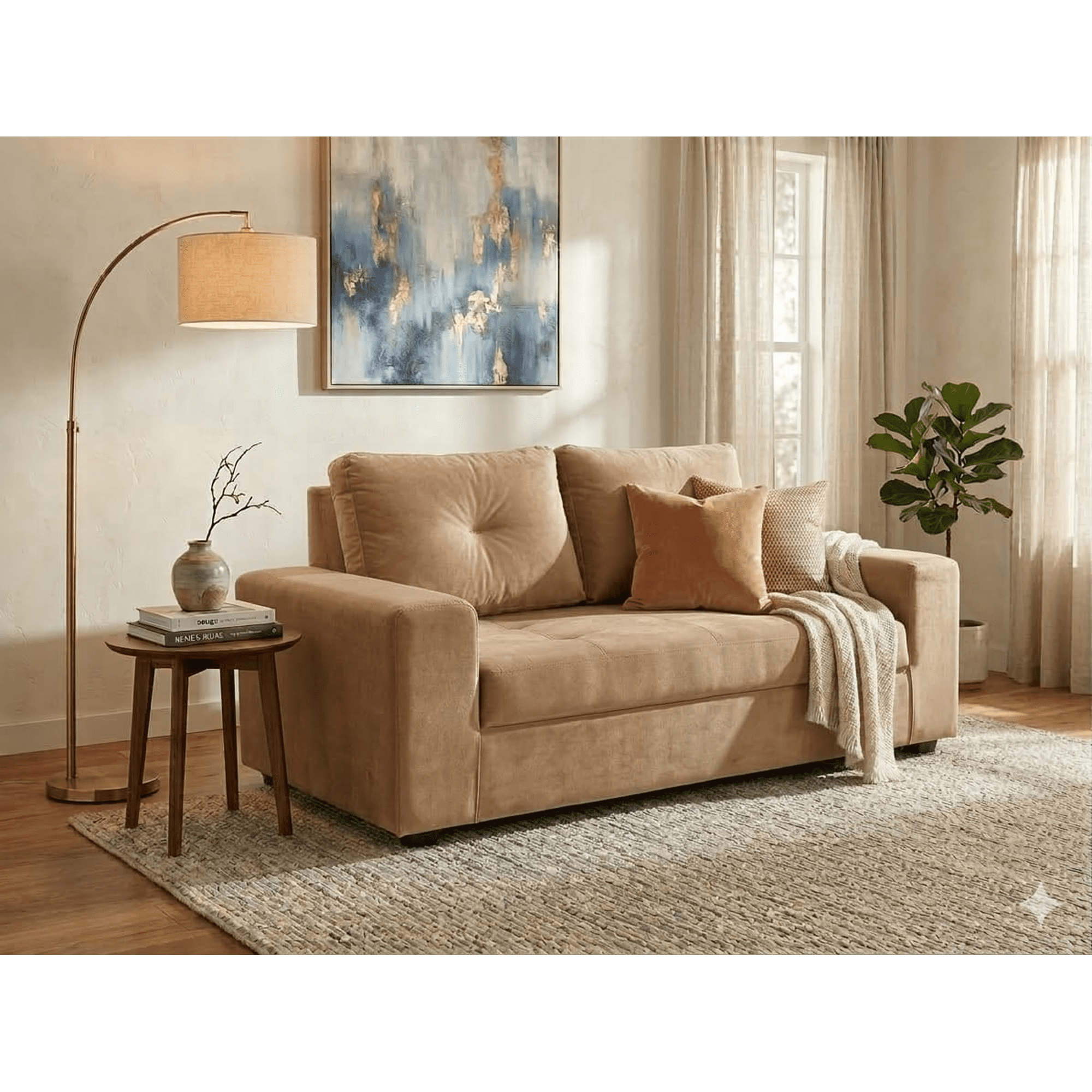 Deco Outlet - Sofa Praga 2 Cuerpos Felpa Beige