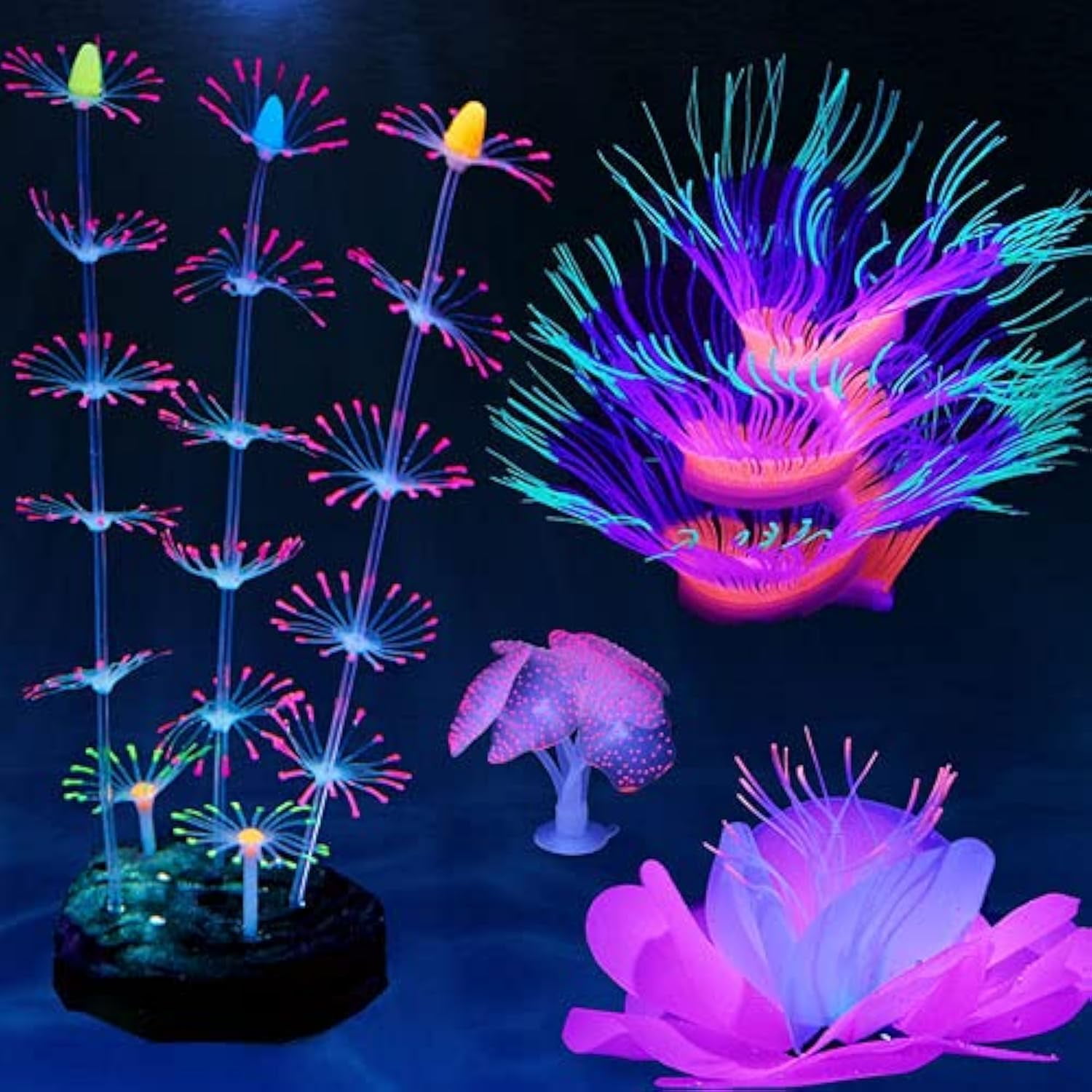 Escultura HIKTQIW 50 cm Decoración luminosa para acuario – Pack de 4