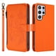 thumbnail image 2 of Funda Cartera Mariposa para [Samsung Galaxy S22 Ultra] con Soporte y Cremallera Naranja, 2 of 6