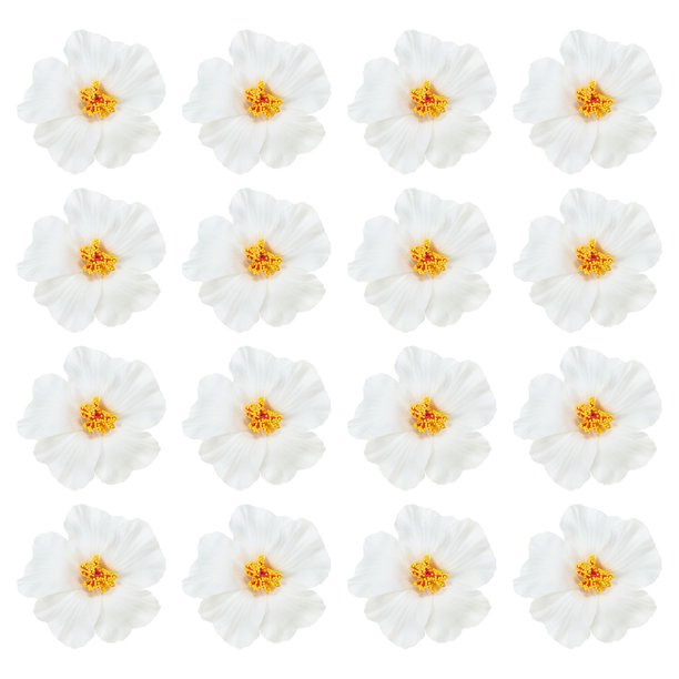 Uxcell Flores Artificiales de Hibisco Hawaiano Clip para el Cabello DIY Flor de Hibisco de Espuma Blanca Paquete de 16