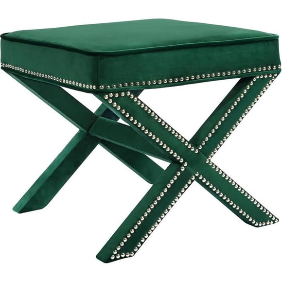 Puf MAKLAINE Contemporáneo de Terciopelo Verde 52 × 52 × 48 cm