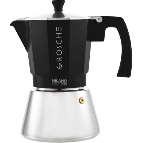 Cafetera De Café Espresso Grosche Milano Para Moka, 9 Tazas, Negra