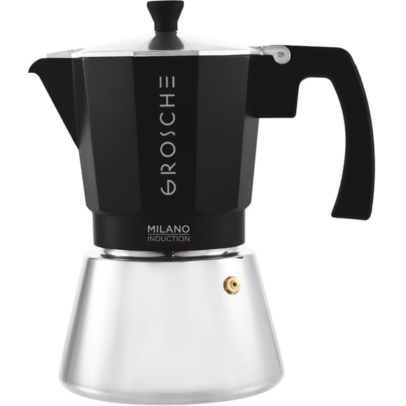Cafetera de café espresso GROSCHE Milano para moka, 9 tazas, negra