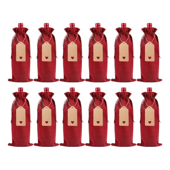 Set 12u Bolsas De Regalos Navidad Para Botellas De Vino