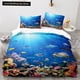 thumbnail image 1 of x1423 Bed SheetsUnderwater World Duvet Cover Blue Ocean Shark Bedding Set for Kids Sea Animal Coral Fish /Polyester Quilt Cover 3-Piece Bedding Set (1 Duvet Cover + 2 Pillow Shams) nj1423, 1 of 5