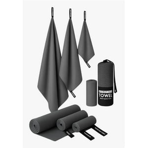 Atlas - Pack X3 Toallas Microfibra Gris