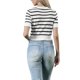 thumbnail image 3 of INSPIRE CHIC Top de rayas de manga corta para mujer, camiseta de cuello redondo, verano 2026, suéter casual corto de punto, S negro a rayas, 3 of 6