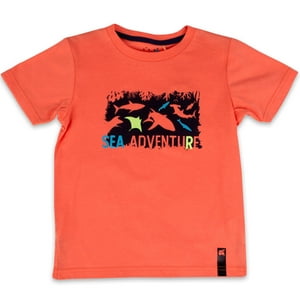 Polera Manga Corta Básica Niño. Naranjo Pillin