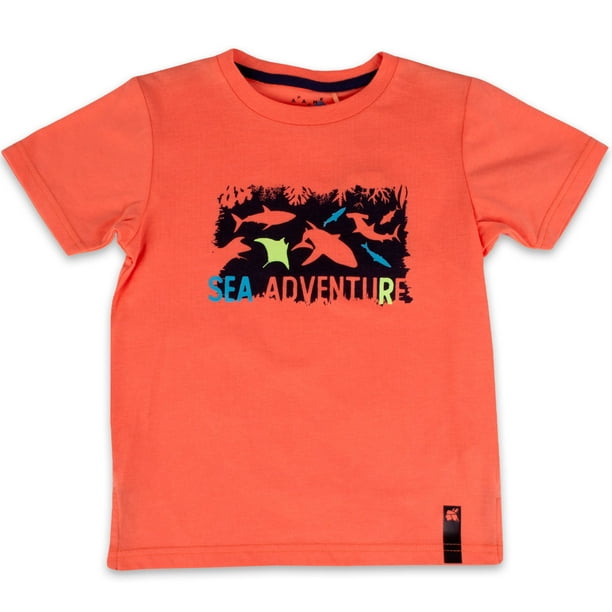 Polera Manga corta básica Niño. Naranjo Pillin
