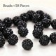 thumbnail image 1 of suxuMhao Cuentas de Resina Negra con Diamantes de Imitación Al por Mayor Cuentas Redondas con Pavé 10mmx12mm Cuentas para Pulsera para Hacer Joyería Manualidades Cuentas de Bola de Discoteca 50, 1 of 2
