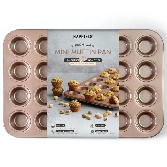 HAPPIELS Molde para Mini Muffins de 24 Cavidades Antiadherente, Libre de PFOA y BPA
