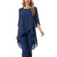 thumbnail image 1 of INSPIRE CHIC Blusa de Chifón para Mujer con Mangas Divididas 3/4 y Dobladillo Asimétrico, Túnica Azul Oscuro M, 1 of 6