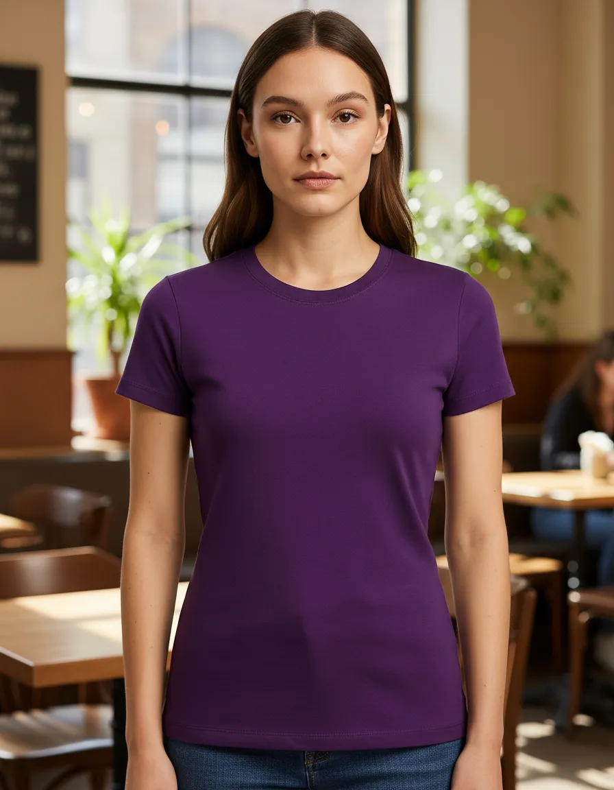 Creaprint - Polera Algodon Mc Mujer Morado Talla L