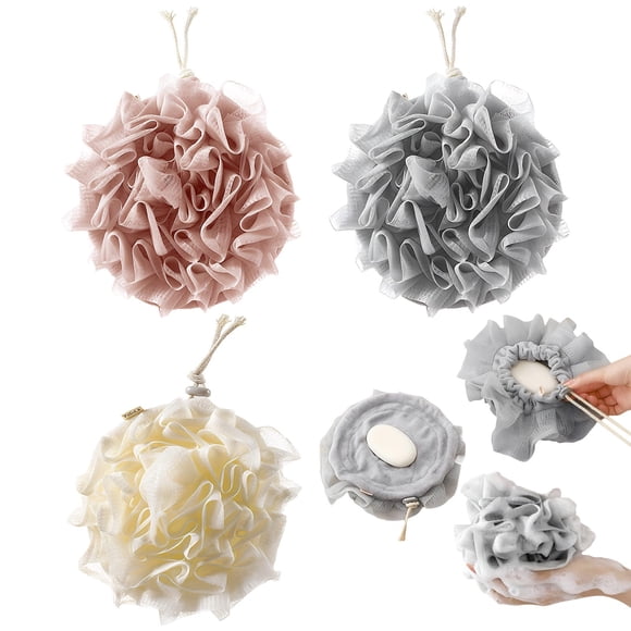Soporte para jabón de lufa AQOYNQ Pack de 3 de 20 cm Beige/Gris/Rosa
