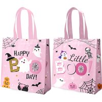 Habdjilty 20 Piezas Bolsas De Halloween Rosas Bolsas Little Boo, Bolsas De Regalo Little Boo No Tejidas Con Asa Bolsas De Golosinas Para Fiesta De Halloween