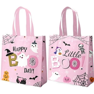 Habdjilty 20 Piezas Bolsas De Halloween Rosas Bolsas Little Boo, Bolsas De Regalo Little Boo No Tejidas Con Asa Bolsas De Golosinas Para Fiesta De Halloween