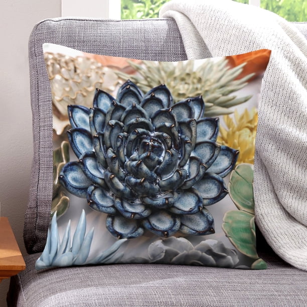 Plantas Suculentas Fundas de almohada de terciopelo con tema, regalos de funda de almohada, decoración para el hogar, cojín de lanzar, regalo de cumpleaños para fans y parejas.50*50cm.