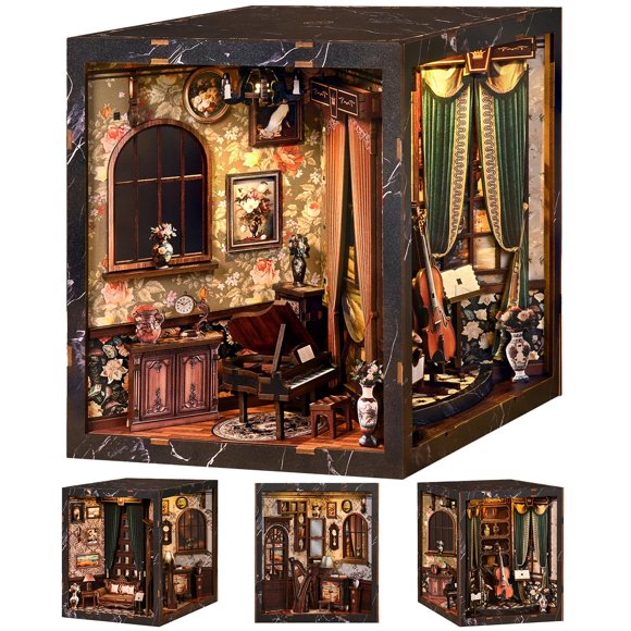 Kit DIY de rincón de libros en miniatura tipo casa de muñecas con luz LED 3DVASE