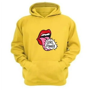 Genérico - Polerón Canguro Girl Power Amarillo Talla Xs Unisex