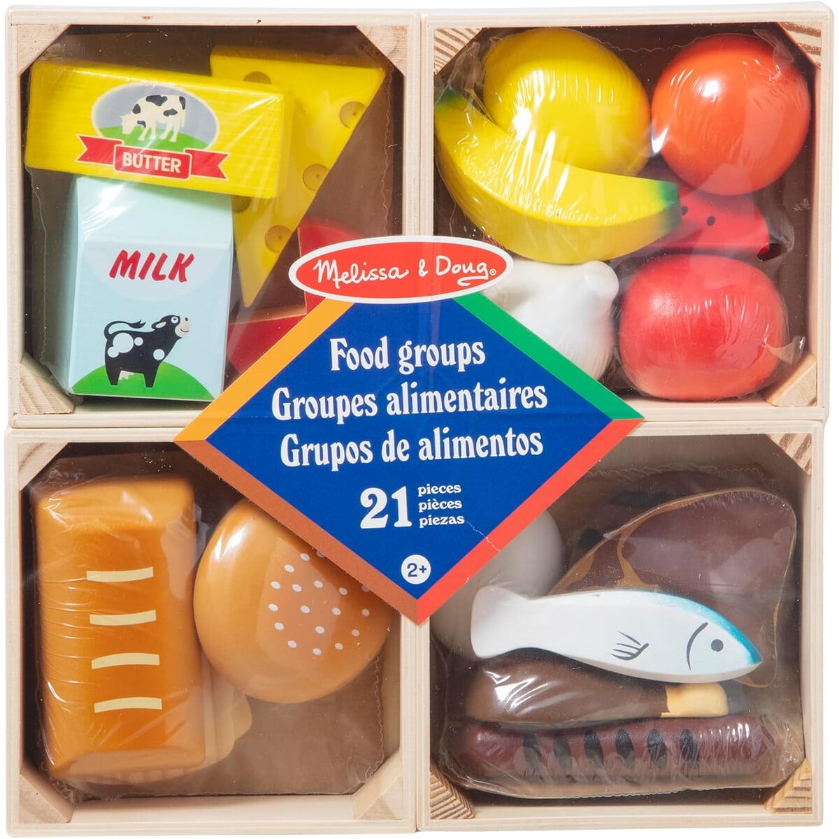 Set Alimentos Madera Melissa Doug Food Groups 21 Piezas