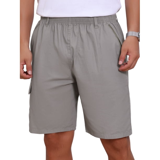 INSPIRE CHIC Pantalones Cortos de Carga de Algodón con Bolsillos con Cremallera para Hombre Regreso a Clases 30 Gris Claro