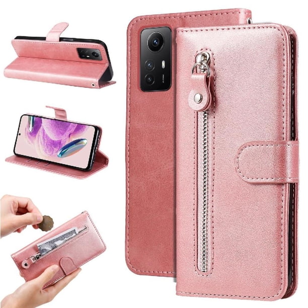 Funda con Cremallera para Xiaomi Redmi Note 12s 4G, Carcasa Cartera de Cuero PU con Soporte y Tarjetero