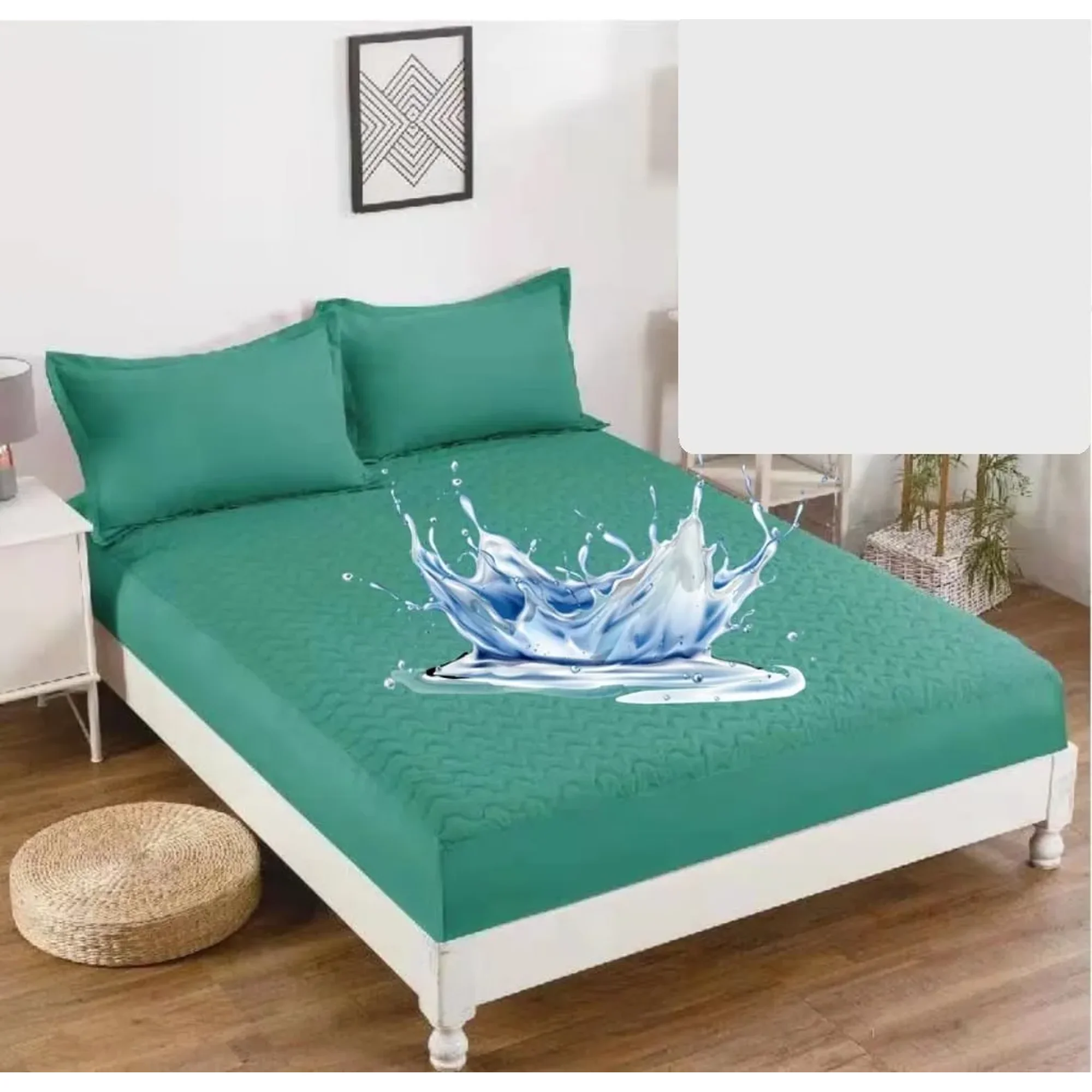 Casadeliacl - Cubre Colchón Impermeable 200x180 Cm - Protector Turquesa Liso 2.5 Plazas