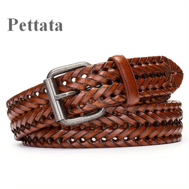 Pettata Fashion Men's Braided Belt Leather Strap For Jeans