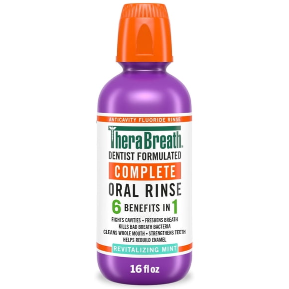 Enjuague Bucal TheraBreath 16oz 6en1 Menta Sin Alcohol