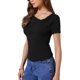 thumbnail image 4 of INSPIRE CHIC Top de Manga Corta para Mujer con Fruncido, Camiseta de Salida, Ajuste Ceñido, Blusa Básica S Negra, 4 of 6