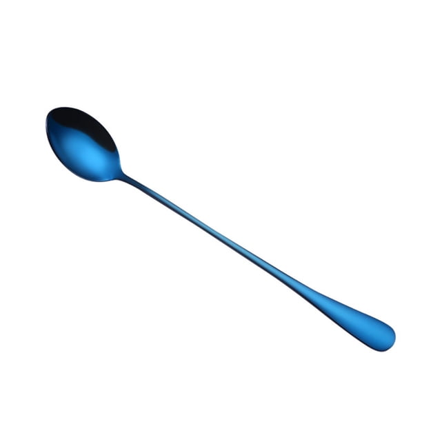 Cuchara colorida de acero inoxidable 410, cucharas de mango largo, cubiertos, herramientas para beber café, utensilios de cocina, envío directo