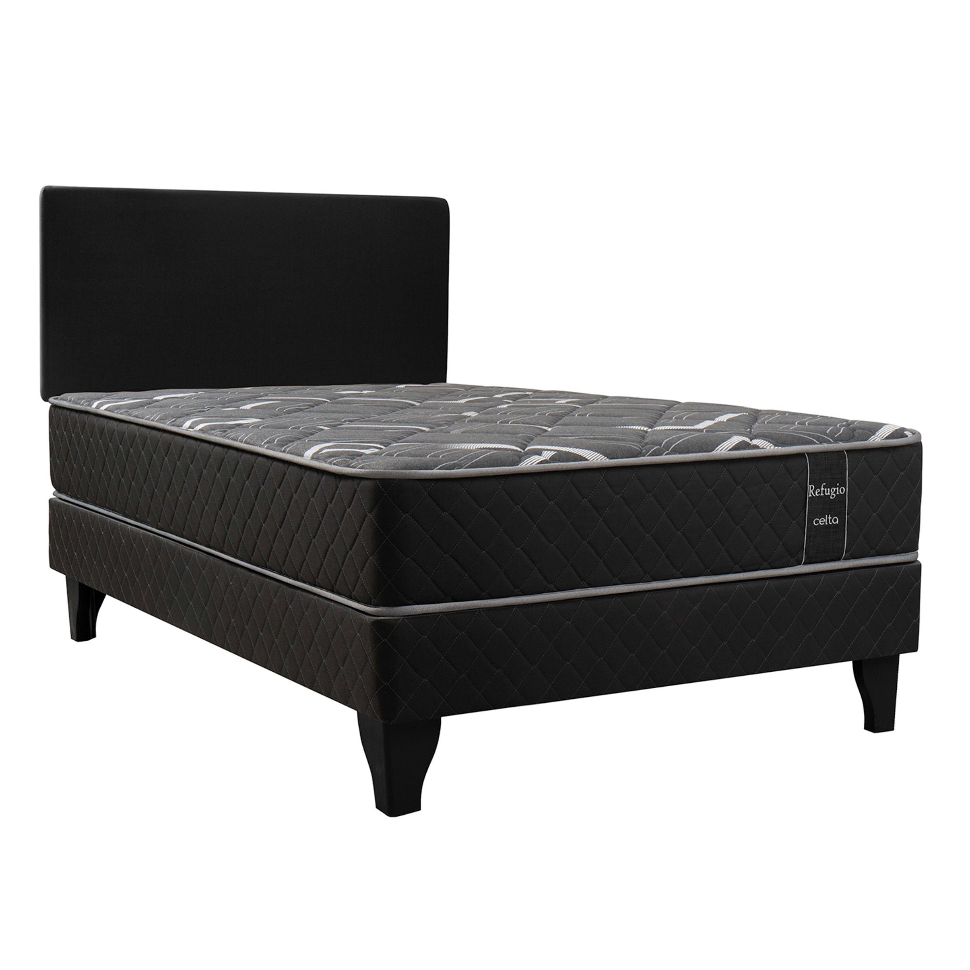 Celta - Cama Europea Pocket Plus Refugio 1.5 Plaza + Respaldo Tela Base Normal