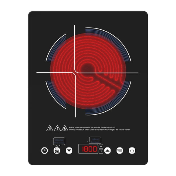 Placa de cocina eléctrica ANHANE 1800 W 110 V Cristal negro con temporizador de 4 h