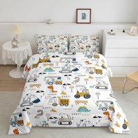 Milsleep - Construcción Ropa De Cama De Tamaño Completo Equipo Camiones Juego De Edredón Para Niños Varones