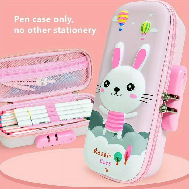 Cute 3D Cartoon Animal Pencil Case with Combination Lock - Perfect Gift for Students - Large Capacity EVA Plastic Pen Holder with Pen Insert