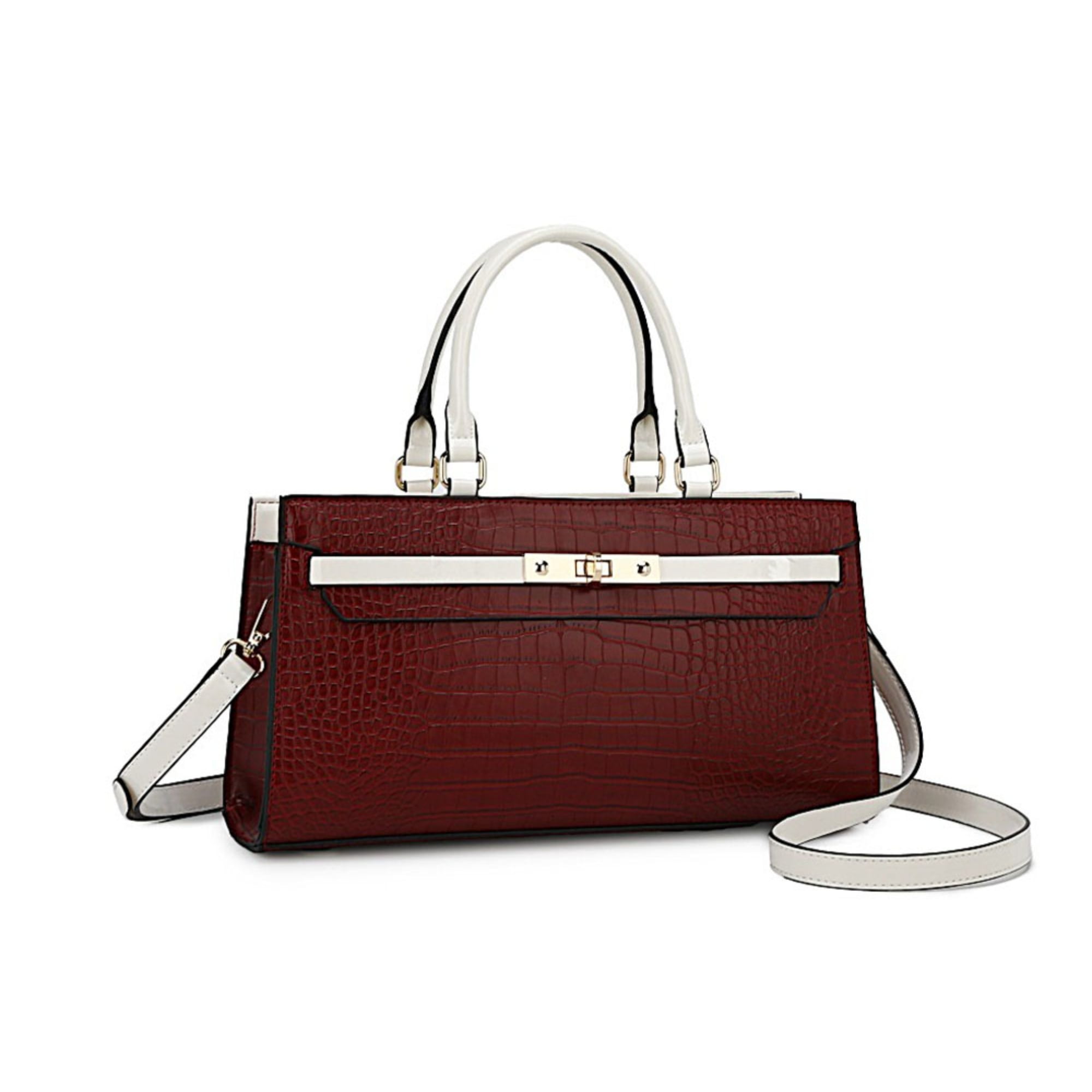 Bolso Satchel De Mujer Mkf Collection - Colby, Vegan Leather, Handbag Con Asa Superior Y Correa Desmontable, Color Depp Red