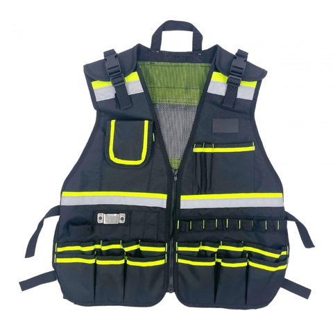 Magideal - Bolsa De Almacenamiento Para Chaleco De Herramientas De Electricista, Organizador Con Múltiples Bolsillos Para Artesanos De La Construcción, Carpinter