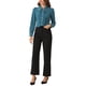 thumbnail image 2 of INSPIRE CHIC Blusa de Mujer para Regreso a Clases con Cuello Peter Pan, Manga Abullonada, Ribete en Contraste, Camisa Abotonada M Azul Verde, 2 of 6
